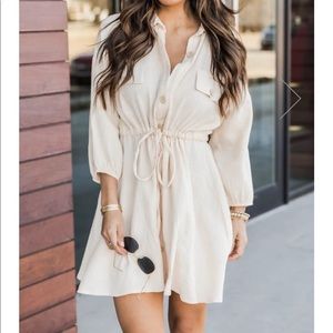 Pink Lily NWOT Beige Shirt Dress, Size L